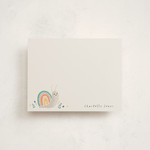 This is a sand kids thank you cards notes with standard by Cass Loh called rainbow snail printing on signature in standard