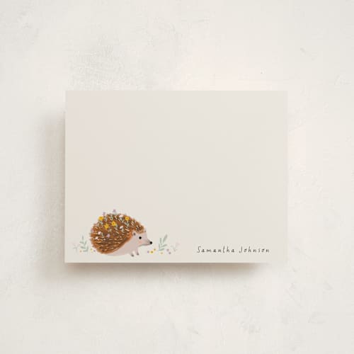 This is a sand kids thank you cards notes with standard by Cass Loh called flowers hedgehog printing on signature in standard