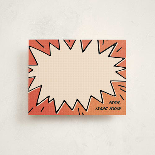 This is a fireball kids thank you cards notes with standard by Meggy Masters called pow! printing on signature in standard