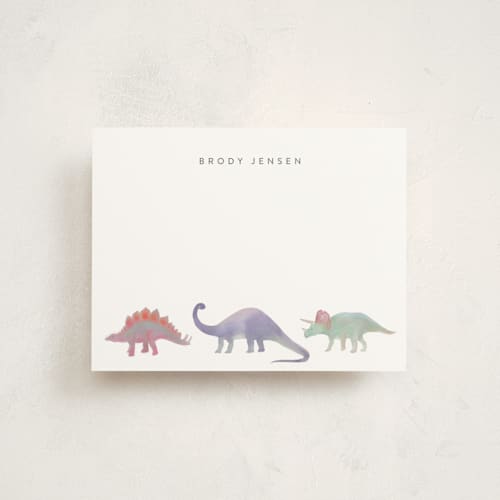 This is a cotton candy kids thank you cards notes with standard by Joanna Griffin called dinosaur parade printing on signature in standard