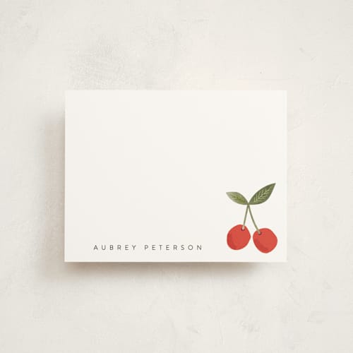 This is a whipped cream kids thank you cards notes with standard by Karidy Walker called twin cherries printing on signature in standard