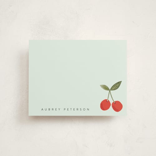 This is a rain kids thank you cards notes with standard by Karidy Walker called twin cherries printing on signature in standard