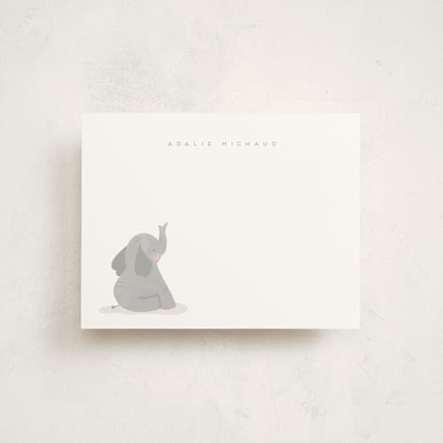 This is a elephant kids thank you cards notes with standard by Angela Garrick called blushing elephant printing on signature in standard