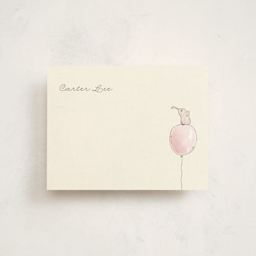 This is a blush kids thank you cards notes with standard by chocomocacino called francesce printing on signature in standard