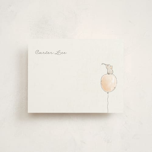 This is a peach kids thank you cards notes with standard by chocomocacino called francesce printing on signature in standard