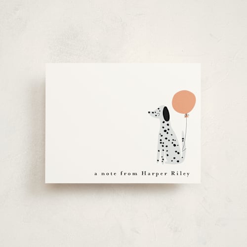This is a tangerine kids thank you cards notes with standard by Angela Thompson called paw-some pup printing on signature in standard