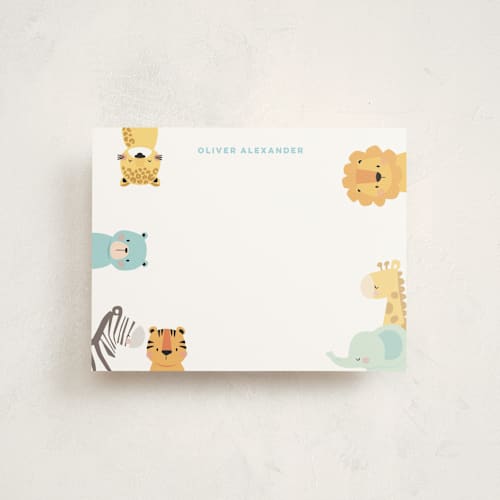This is a sunny kids thank you cards notes with standard by peetie design called walk on the wild side printing on signature in standard