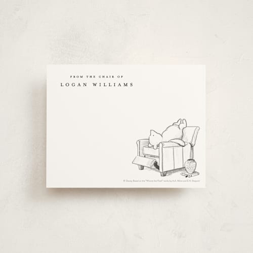 This is a polar bear kids thank you cards notes with standard by Stefanie Lane called pooh lounging from disney's winnie the pooh printing on signature in standard