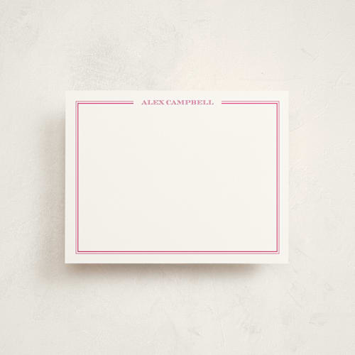 This is a fuchsia kids thank you cards notes with standard by The Social Type called gentleman printing on signature in standard