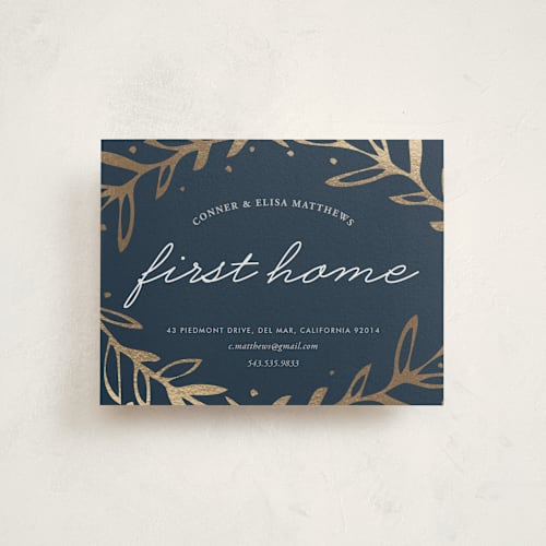 This is a city moving announcements with foil pressed by Oma N. Ramkhelawan called gilded home printing on signature in standard