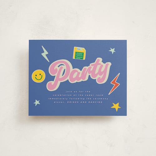 This is a groovy blues bar mitzvah bat mitzvah invitations with standard by Vera Lim called retro16 printing on signature in standard
