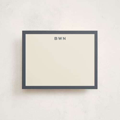 This is a slate personalized stationery thank you cards with standard by Megan Davis called tailor printing on signature in 4.25x5.5