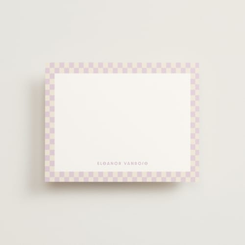 This is a lilac personalized stationery thank you cards with standard by Megan Cash called checks printing on signature in 4.25x5.5