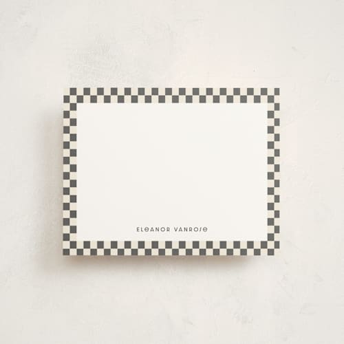 This is a charcoal personalized stationery thank you cards with standard by Megan Cash called checks printing on signature in 4.25x5.5