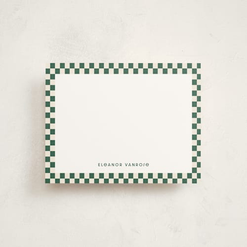 This is a pine personalized stationery thank you cards with standard by Megan Cash called checks printing on signature in 4.25x5.5
