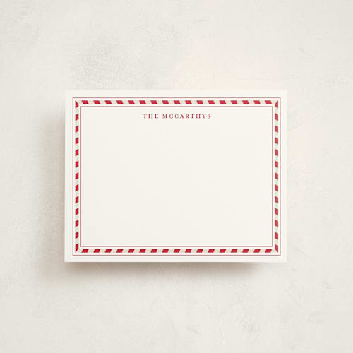 This is a candy cane personalized stationery thank you cards with standard by Alston Foster called sweet peppermint frame printing on signature in 4.25x5.5