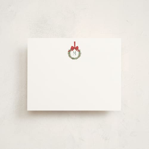 This is a wreath personalized stationery thank you cards with standard by Petra Kern called winter monogram printing on signature in 4.25x5.5