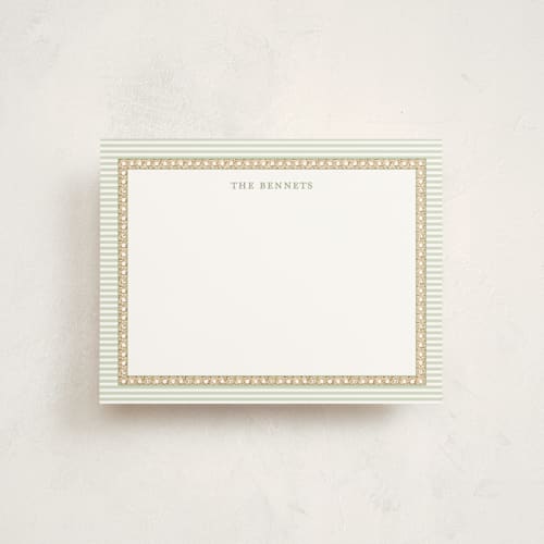 This is a pine personalized stationery thank you cards with standard by Bayberry Kate called woven pine printing on signature in 4.25x5.5