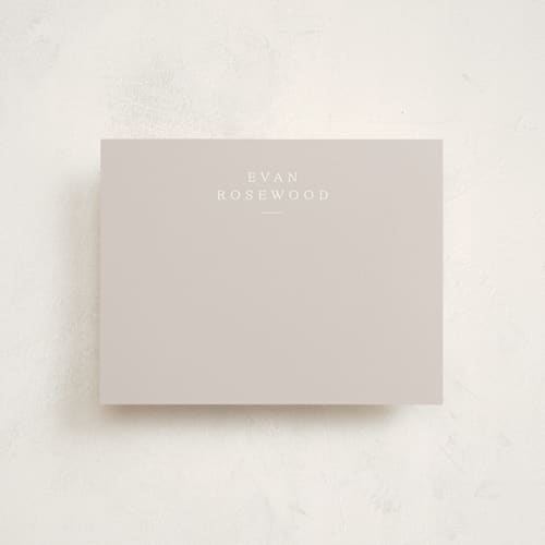 This is a slate personalized stationery thank you cards with standard by Sara Hicks Malone called softspoken printing on signature in 4.25x5.5