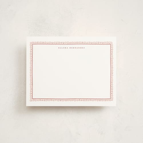 This is a peach personalized stationery thank you cards with standard by Pati Cascino called forli printing on signature in 4.25x5.5