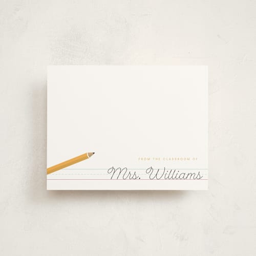 This is a sunflower personalized stationery thank you cards with standard by Poised Avenue called classroom notes printing on signature in 4.25x5.5