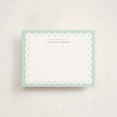 This is a mint personalized stationery thank you cards with standard by Shirley Lin Schneider called southern charm printing on signature in 4.25x5.5