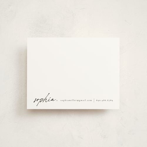 This is a noir personalized stationery thank you cards with standard by Ana de Sousa called minimalist note printing on signature in 4.25x5.5