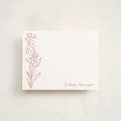 This is a petal personalized stationery thank you cards with standard by Jenna Holcomb called wildflower note printing on signature in 4.25x5.5