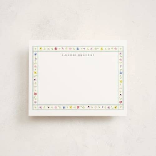 This is a summer personalized stationery thank you cards with standard by Pati Cascino called herbarium printing on signature in 4.25x5.5