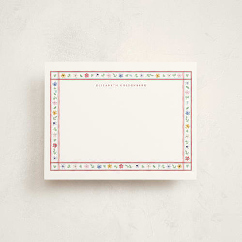 This is a sunset personalized stationery thank you cards with standard by Pati Cascino called herbarium printing on signature in 4.25x5.5
