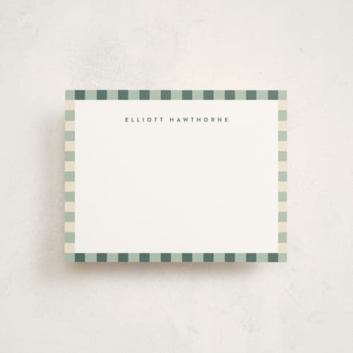 This is a pistachio personalized stationery thank you cards with standard by Olivia Raufman called refined stripe printing on signature in 4.25x5.5