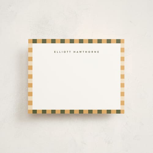 This is a tuscan summer personalized stationery thank you cards with standard by Olivia Raufman called refined stripe printing on signature in 4.25x5.5