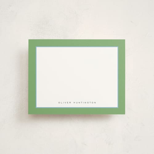 This is a grass personalized stationery thank you cards with standard by Nicoletta Savod called august printing on signature in 4.25x5.5