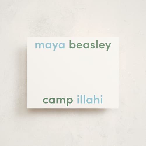 This is a lake personalized stationery thank you cards with standard by Megan Davis called camp colors printing on signature in 4.25x5.5