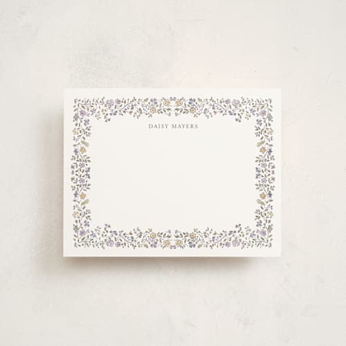 This is a lavender personalized stationery thank you cards with standard by Petra Kern called daisy q printing on signature in 4.25x5.5