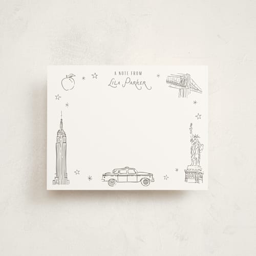 This is a haze personalized stationery thank you cards with standard by Sarah Curry called iconic nyc printing on signature in 4.25x5.5