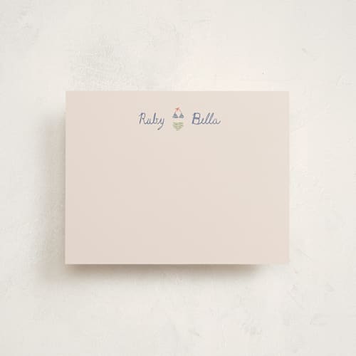 This is a denim personalized stationery thank you cards with standard by Aviva Atri called tini bikini printing on signature in 4.25x5.5