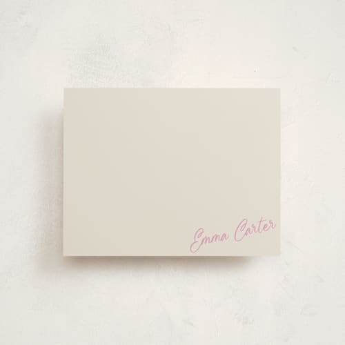 This is a vanilla personalized stationery thank you cards with standard by Beth Vassalo called sweet script corner printing on signature in 4.25x5.5