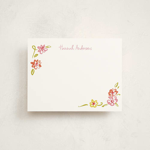 This is a sugar personalized stationery thank you cards with standard by samovilka called pinkorangeflorals printing on signature in 4.25x5.5