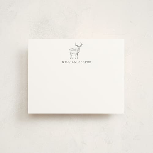 This is a ink personalized stationery thank you cards with standard by Teju Reval called deer printing on signature in 4.25x5.5