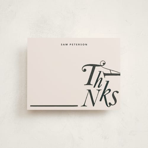 This is a coal personalized stationery thank you cards with standard by Sumak Studio called thanks printing on signature in 4.25x5.5