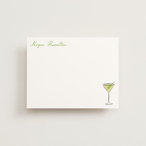 This is a lime personalized stationery thank you cards with standard by chocomocacino called martini printing on signature in 4.25x5.5