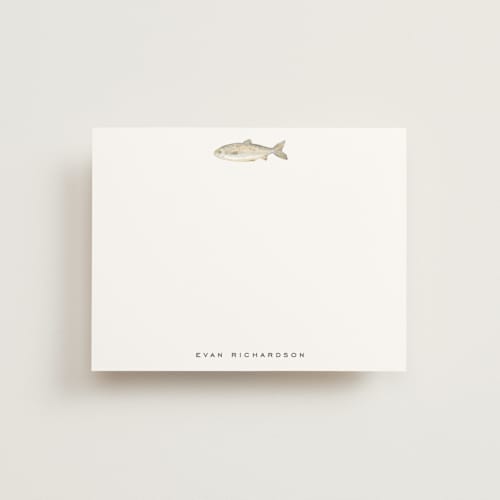 This is a fog personalized stationery thank you cards with standard by Petra Kern called fish printing on signature in 4.25x5.5