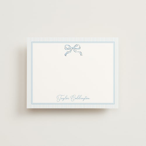 This is a sky personalized stationery thank you cards with standard by Helena Vitto called bow printing on signature in 4.25x5.5