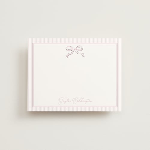 This is a petal personalized stationery thank you cards with standard by Helena Vitto called bow printing on signature in 4.25x5.5