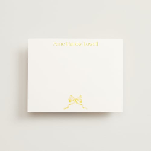 This is a lemon personalized stationery thank you cards with standard by Pink House Press called bow printing on signature in 4.25x5.5