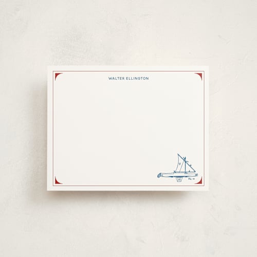 This is a cherry personalized stationery thank you cards with standard by Chris Ferebee called sail away printing on signature in 4.25x5.5