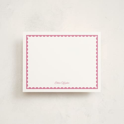 This is a hibiscus personalized stationery thank you cards with standard by Alexandra Cohn called scalloped trim printing on signature in 4.25x5.5