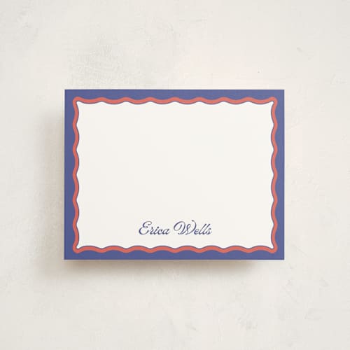 This is a ocean personalized stationery thank you cards with standard by Becky Nimoy called wavy two tone printing on signature in 4.25x5.5