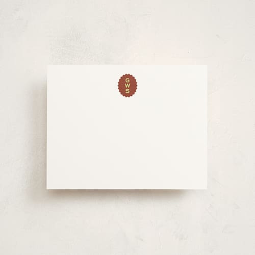 This is a brick personalized stationery thank you cards with standard by Megan Davis called brasserie printing on signature in 4.25x5.5